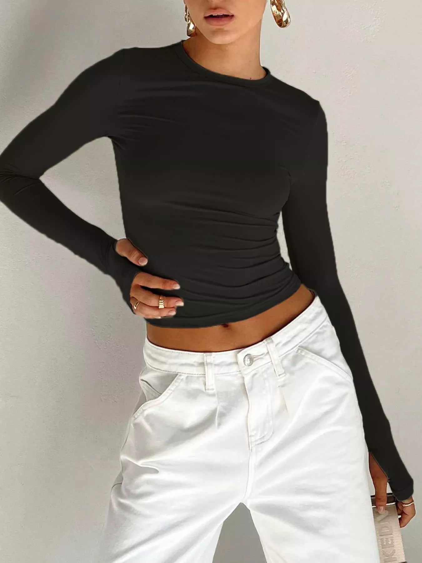 Ruched Long Sleeve T-Shirt
