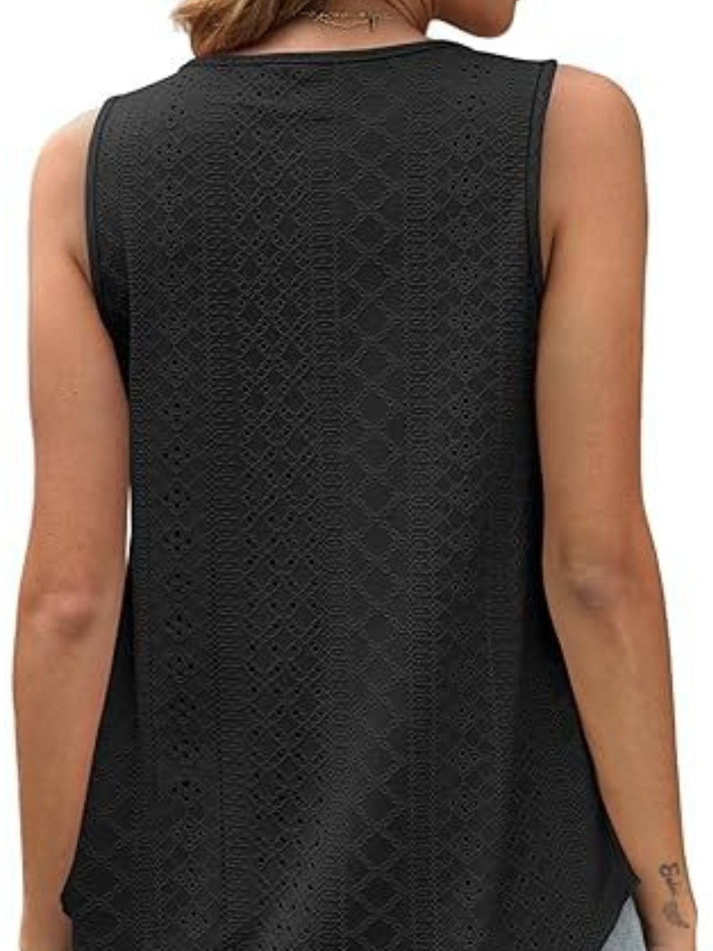 Eyelet Scoop Neck Tank