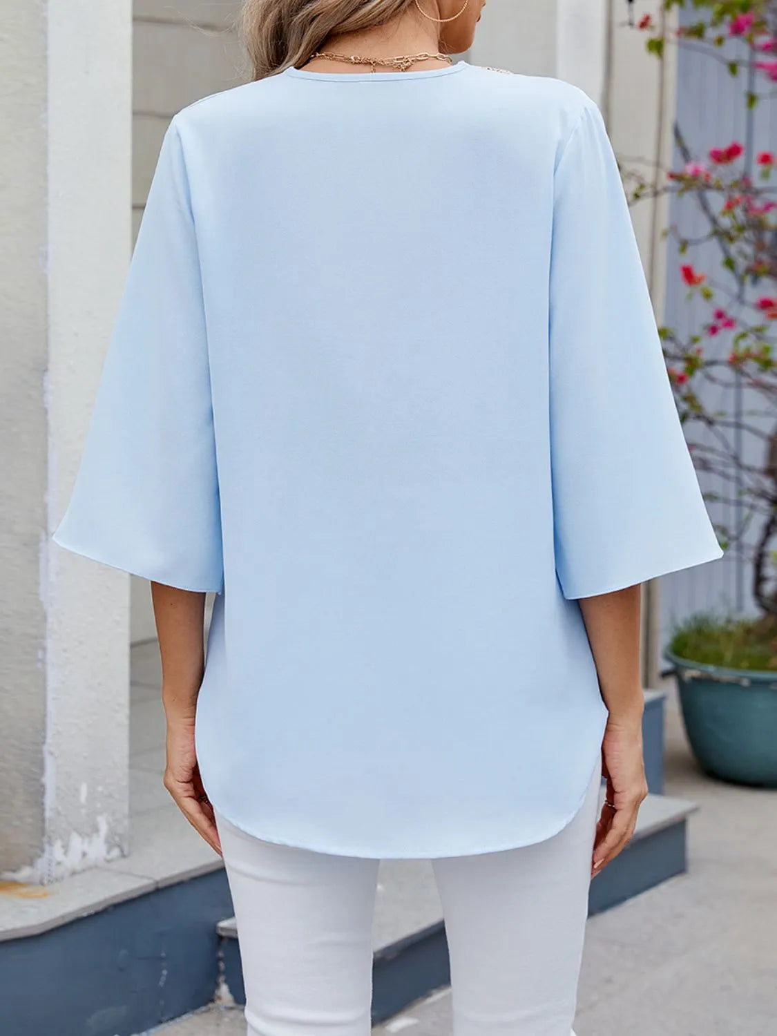 V-Neck 3/4 Sleeve Blouse