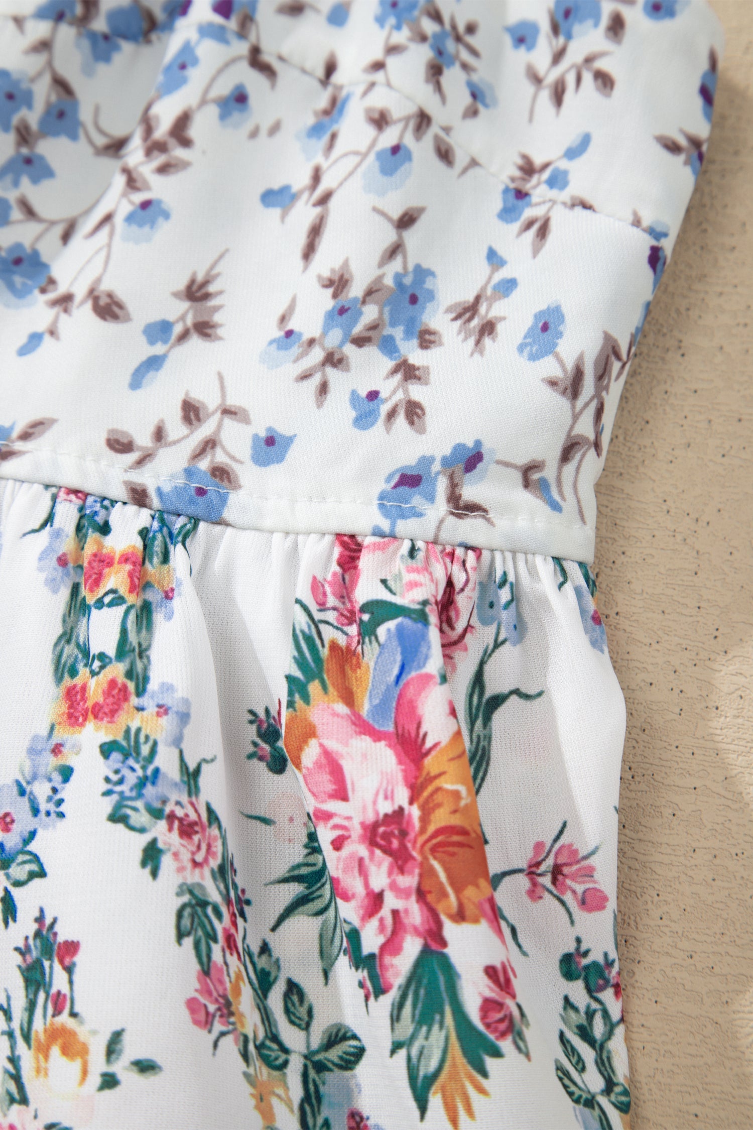 Floral Patchwork Spaghetti Strap Babydoll Top