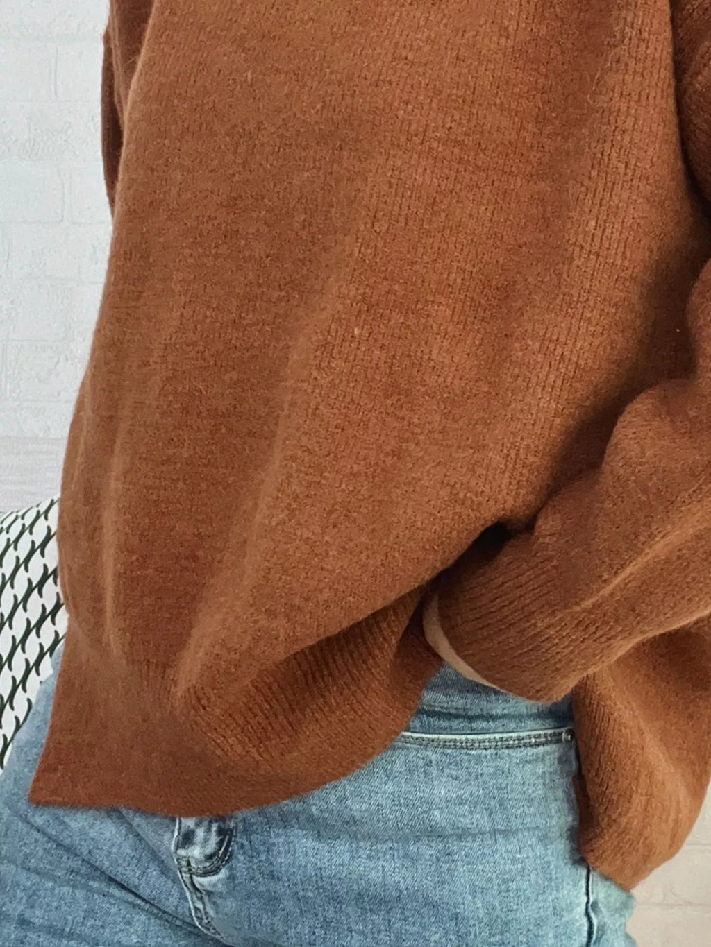 Slit Turtleneck Long Sleeve Sweater