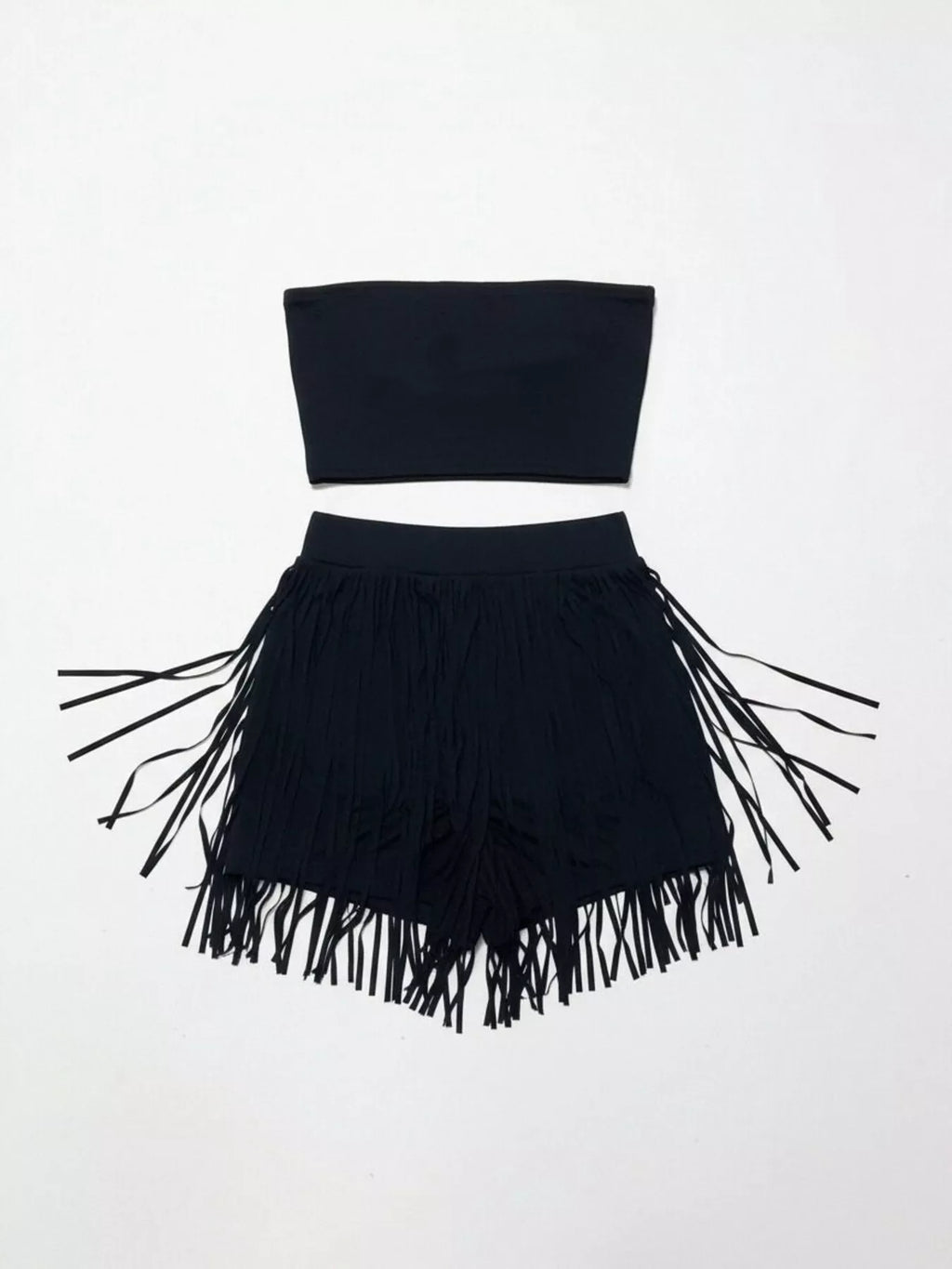 Tube Top and Fringe Shorts Set