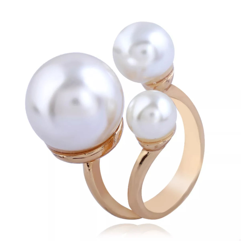18K Gold-Plated Pearl Open Ring