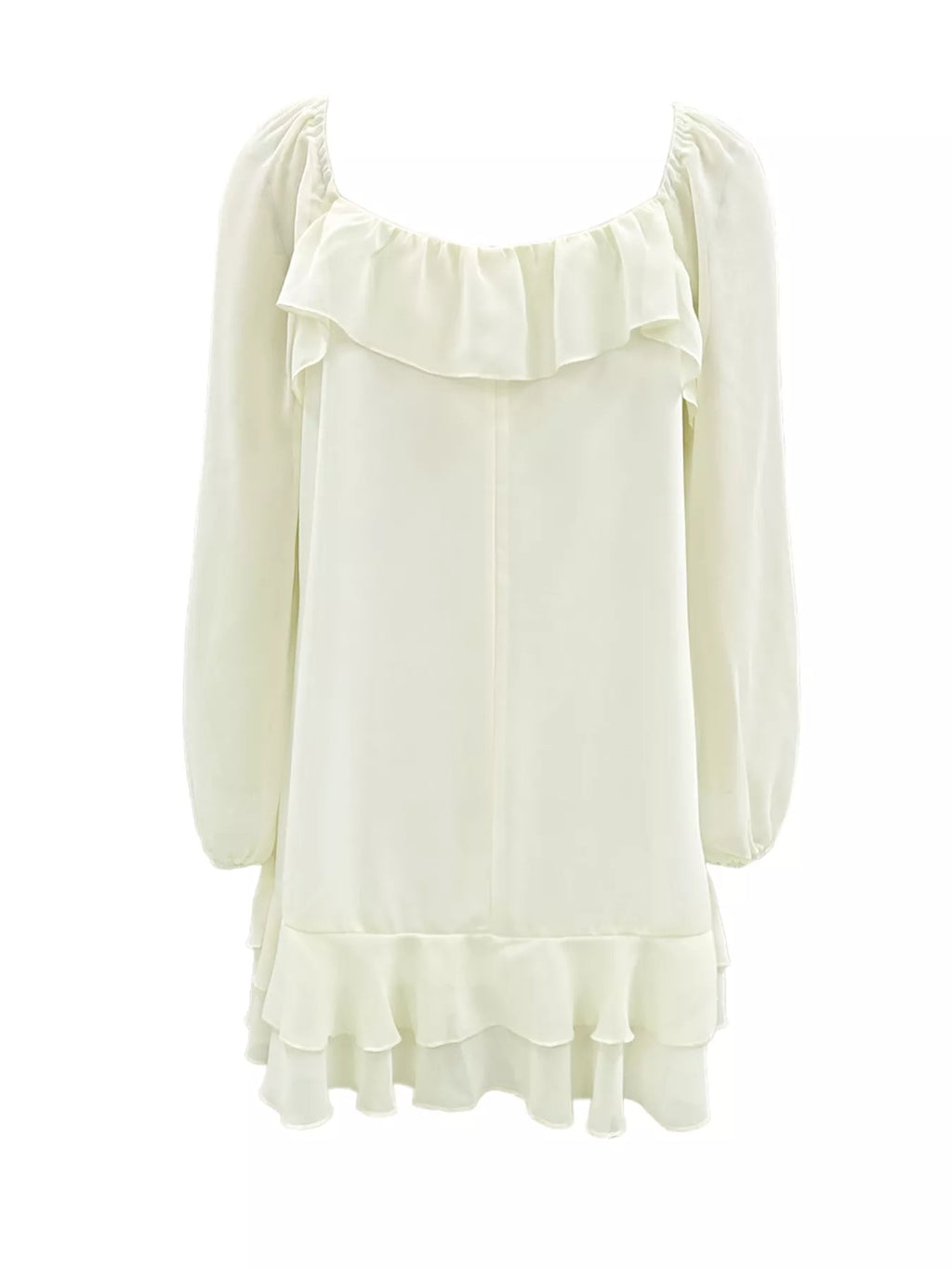 Ruffle Trimmed Long Sleeve Mini Dress