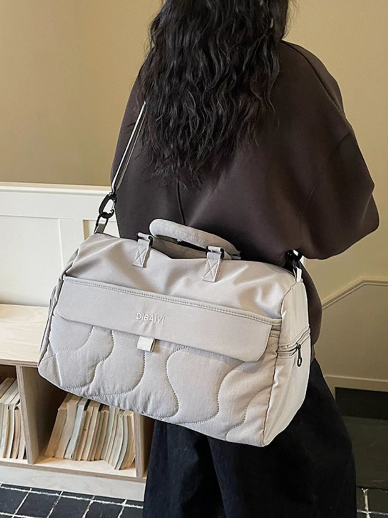 Quilted Duffel Bag with Adjustable Strap