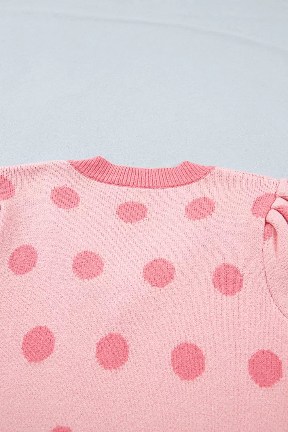 Polka Dot Puff Short Sleeve Sweater Top