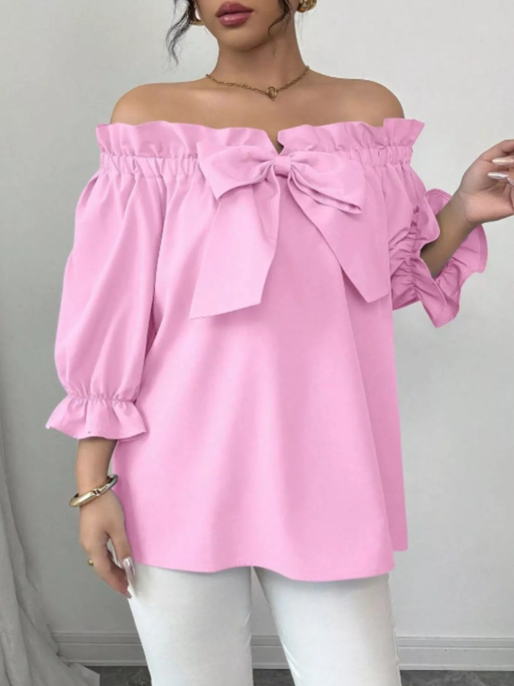 Bow Flounce Sleeve Blouse