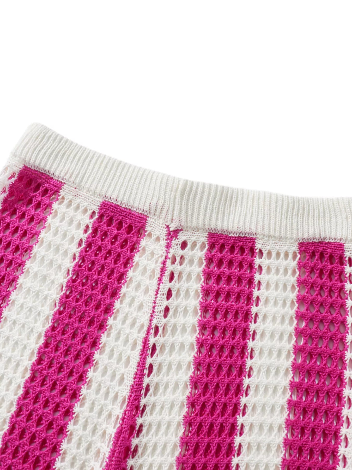 Striped Crochet Knit Shirt and Pants Set