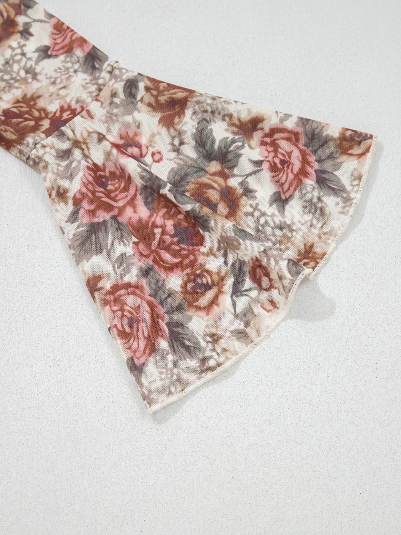 Floral Print Flounce Sleeve Blouse