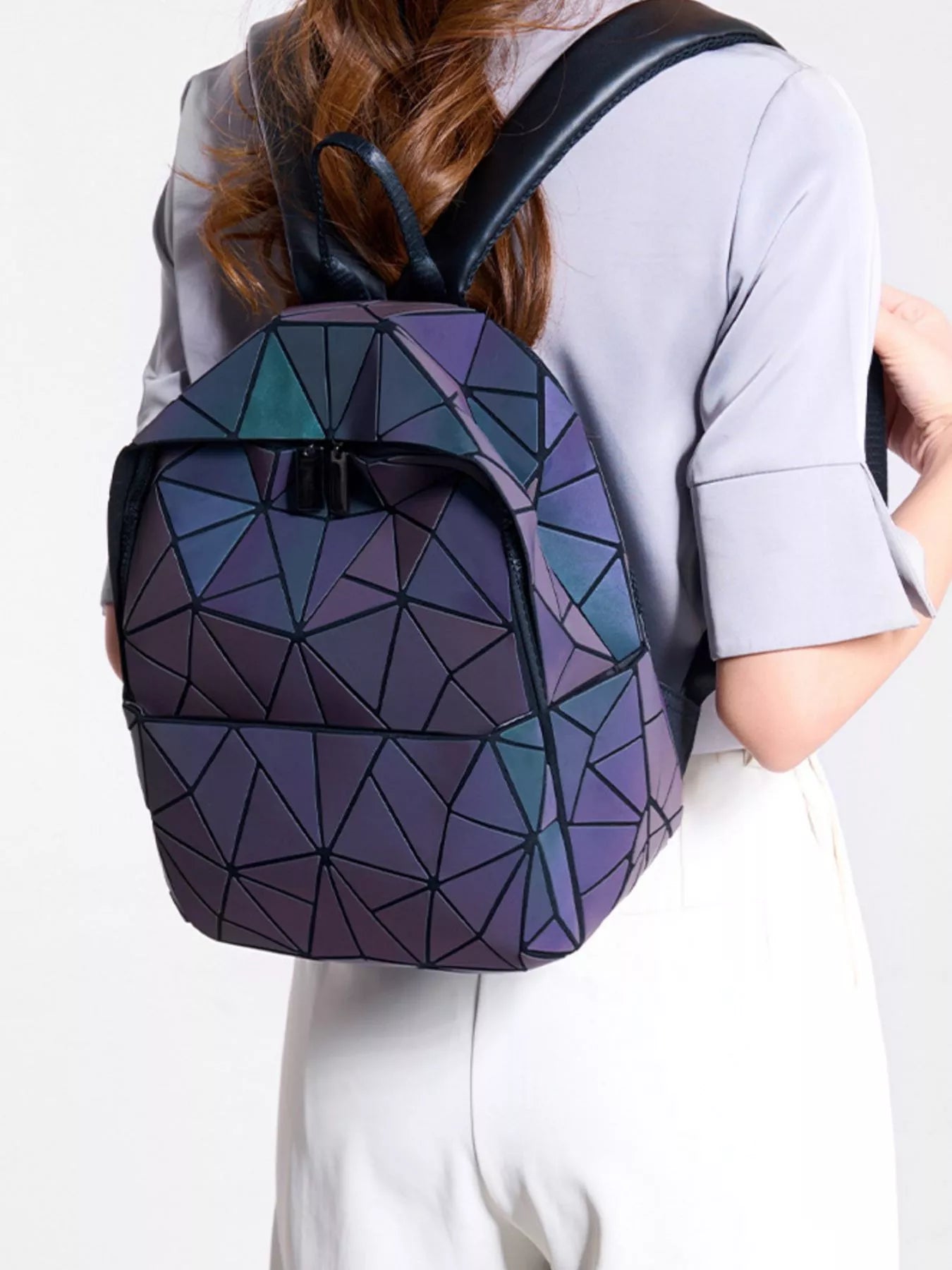 Geometric Adjustable Straps Backpack Bag