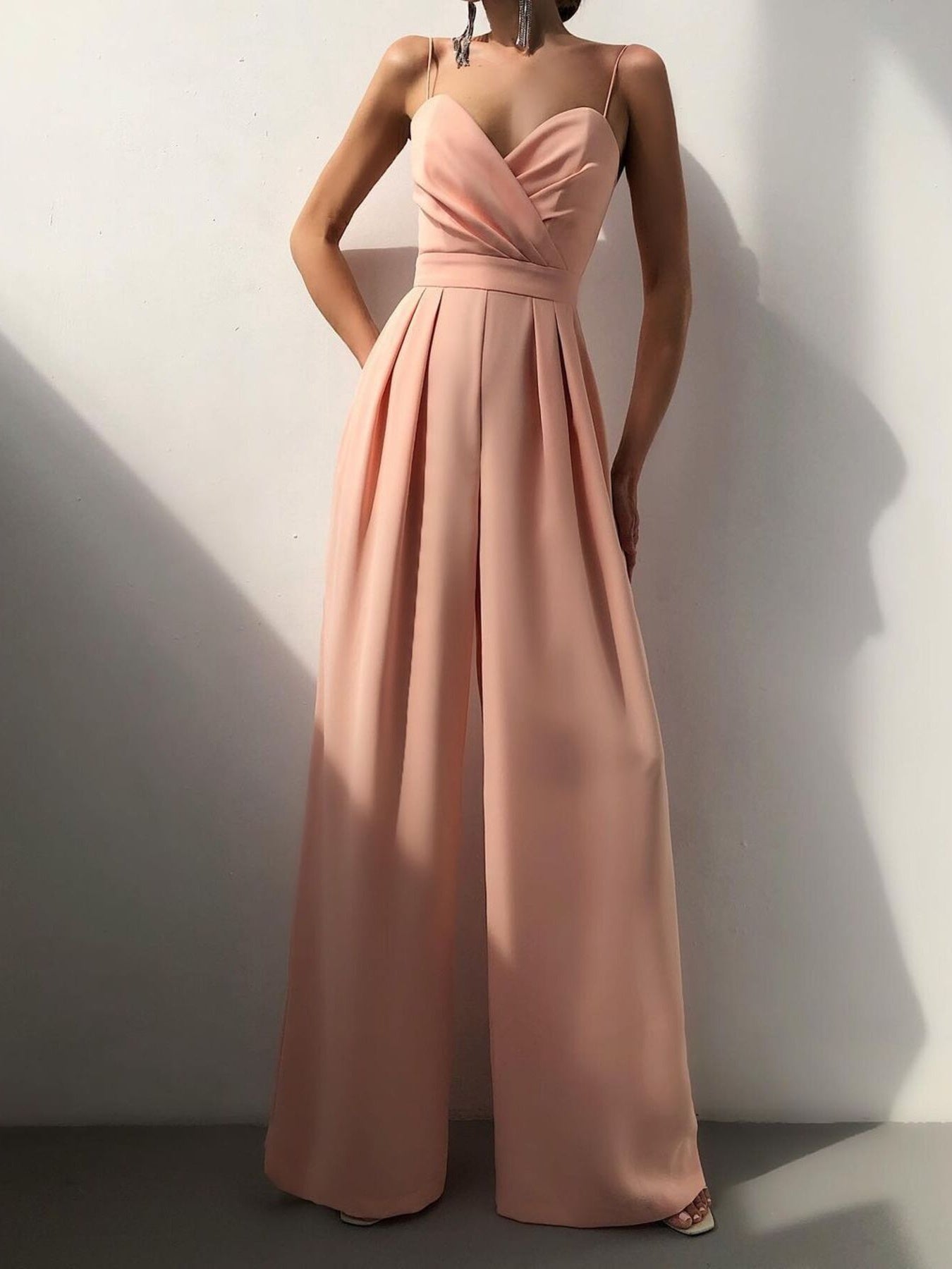 Full Size Spaghetti Strap Wide Leg Jumpsuit Plus Size