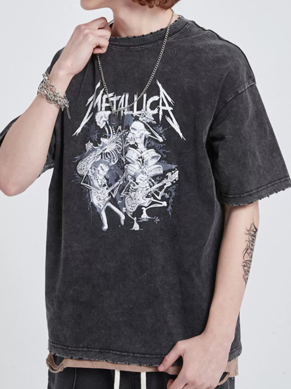Men's Graphic Round Neck Wash T-Shirt