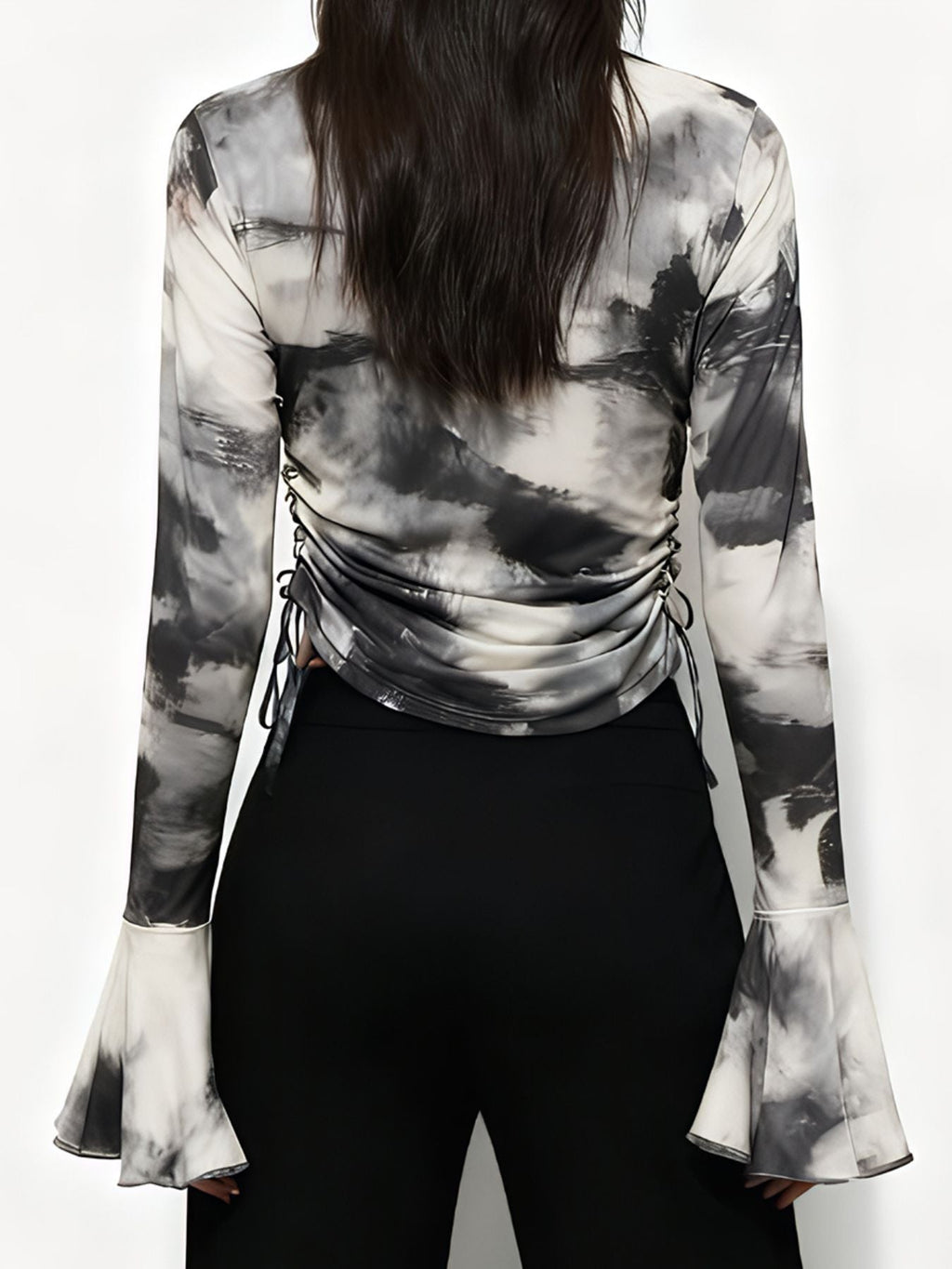 Tie Dye Drawstring Ruched Top