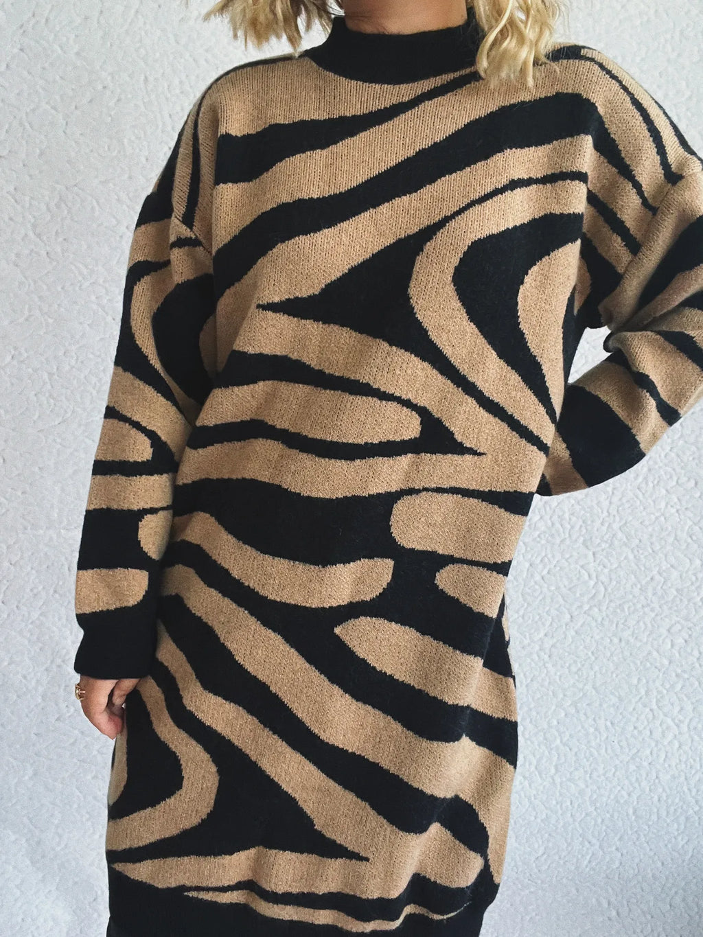 Oversized Zebra Print Long Sleeve Sweater