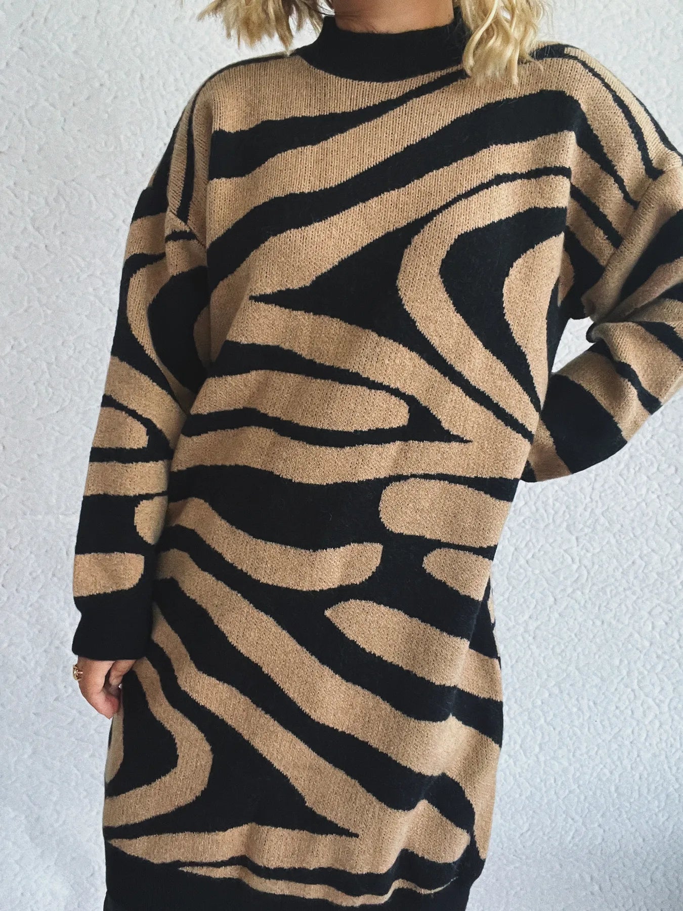 Oversized Zebra Print Long Sleeve Sweater