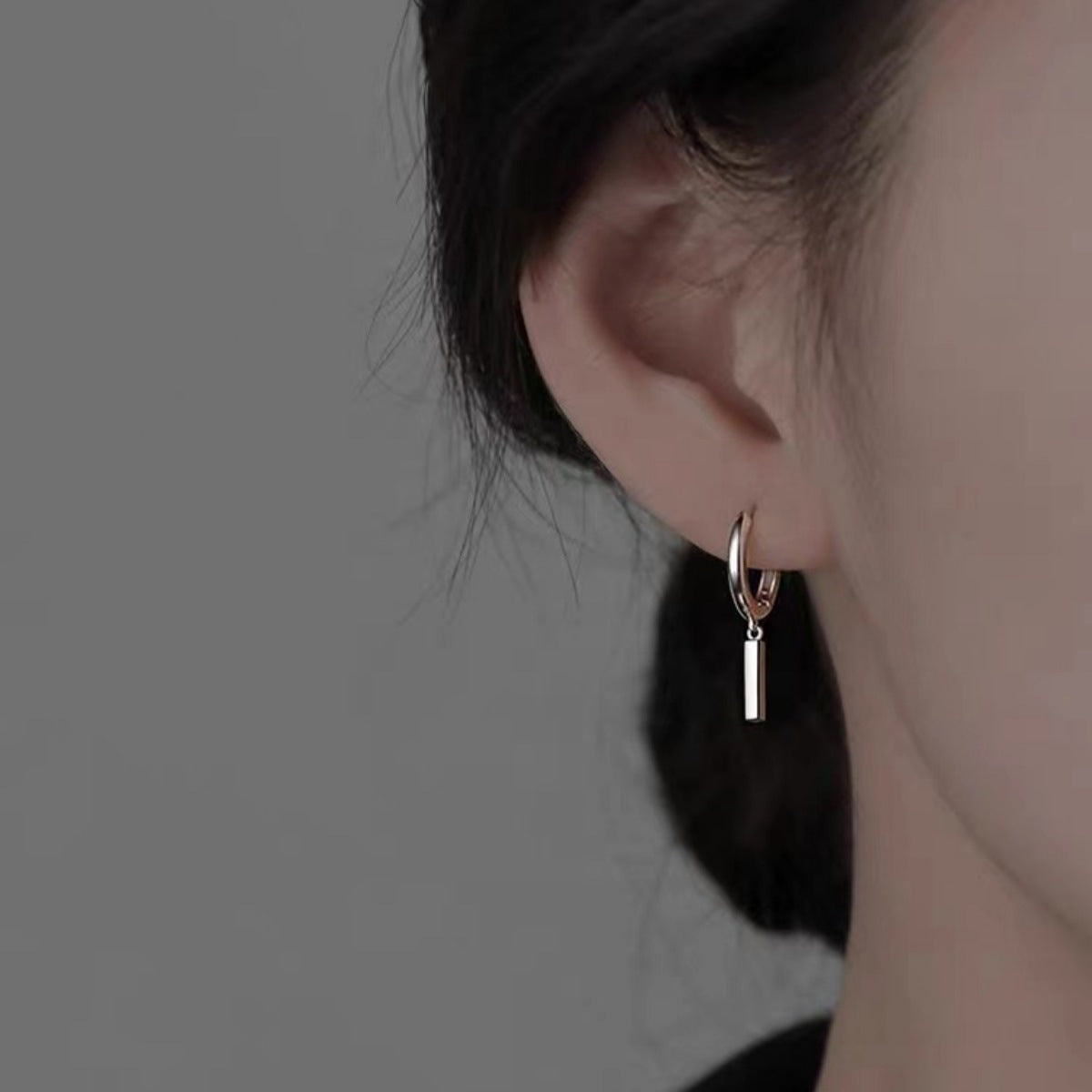 925 Sterling Silver Hoop Bar Earrings