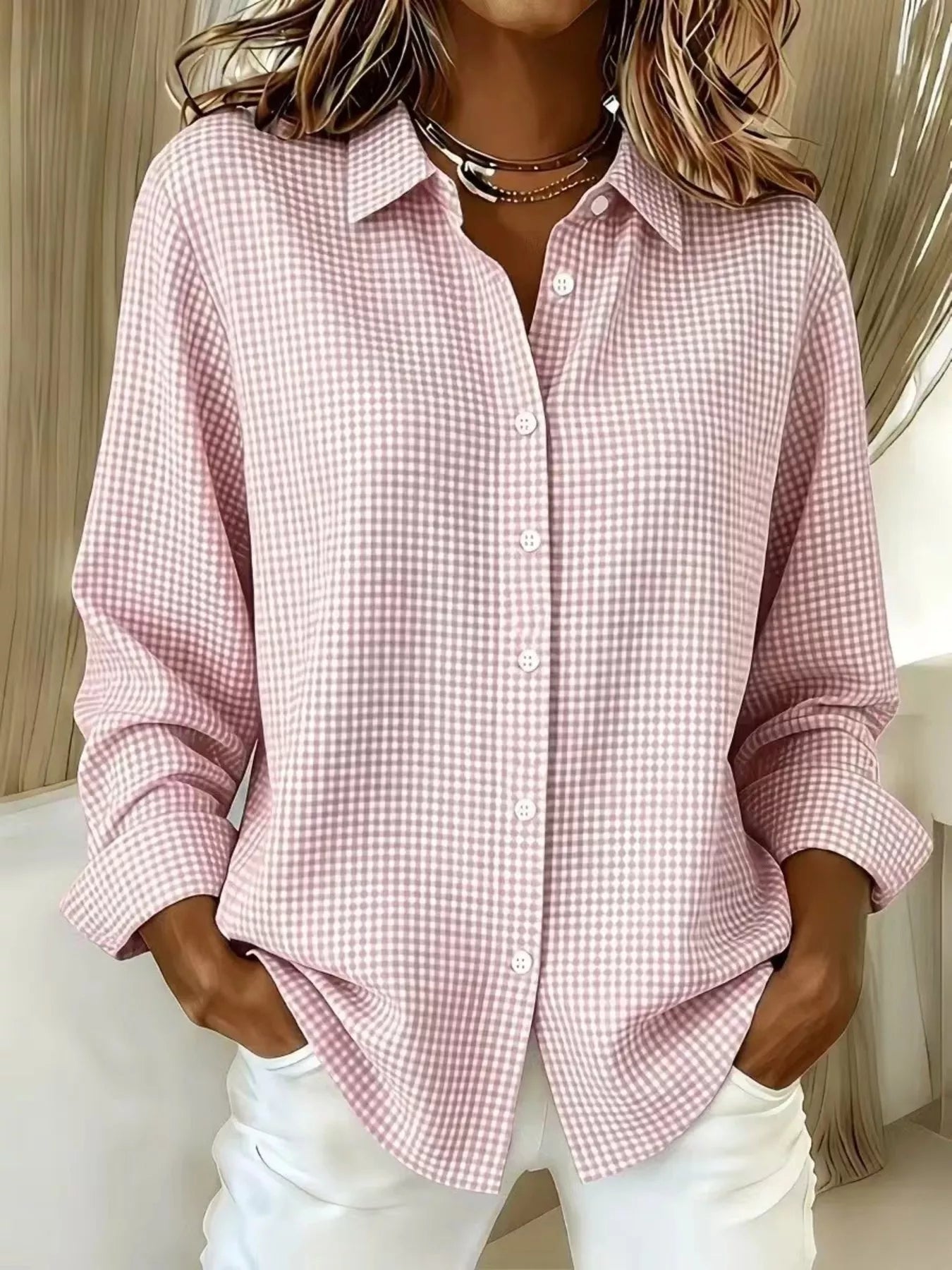 Full Size Plaid Button Up Long Sleeve Shirt Plus Size