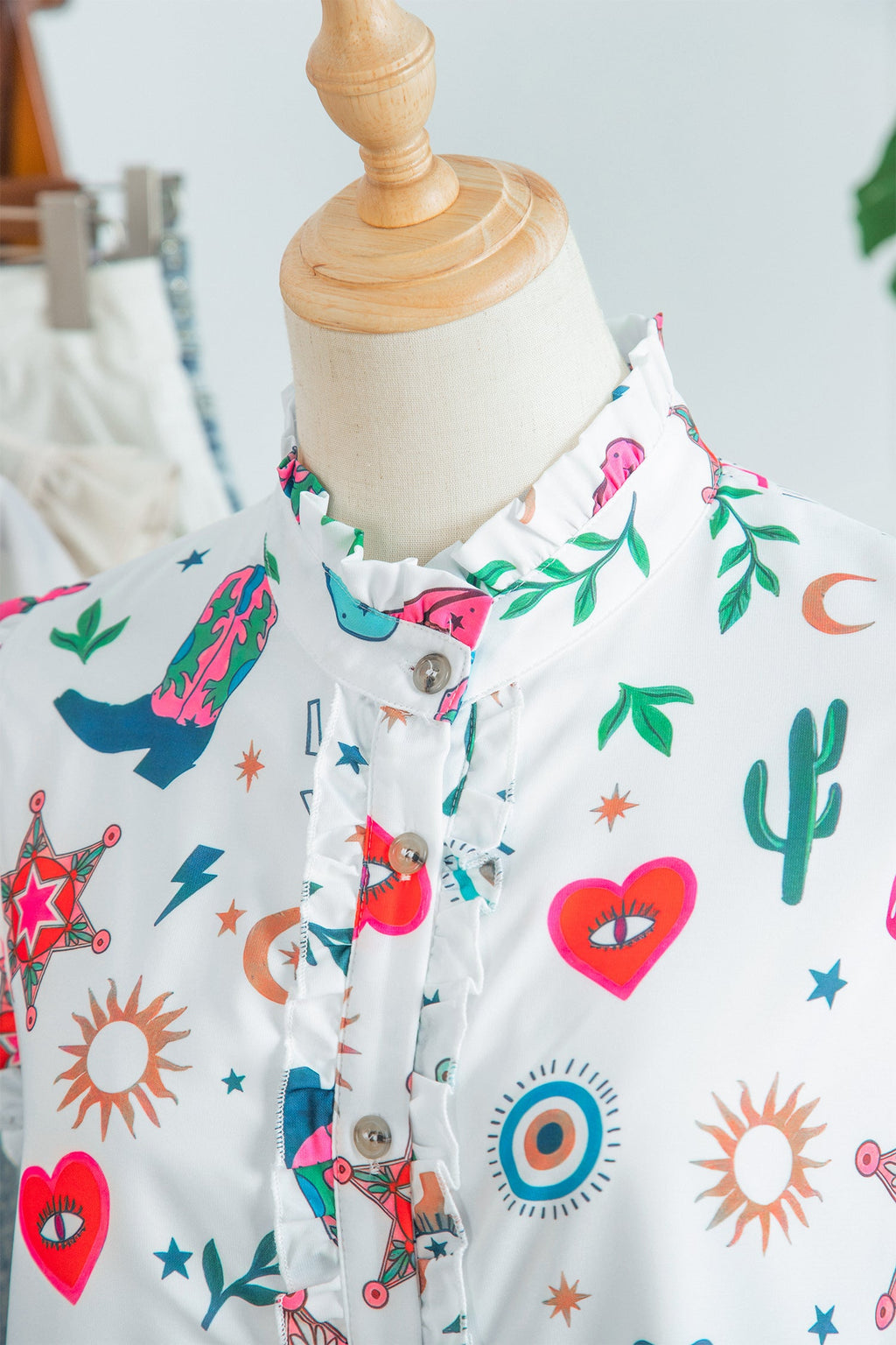 Western Flutter Sleeve Button-Down Mini Dress
