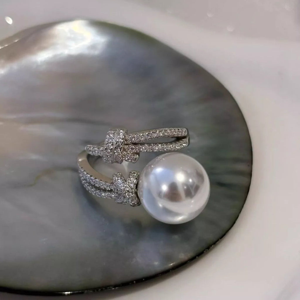 Pearl Zircon Bypass Ring