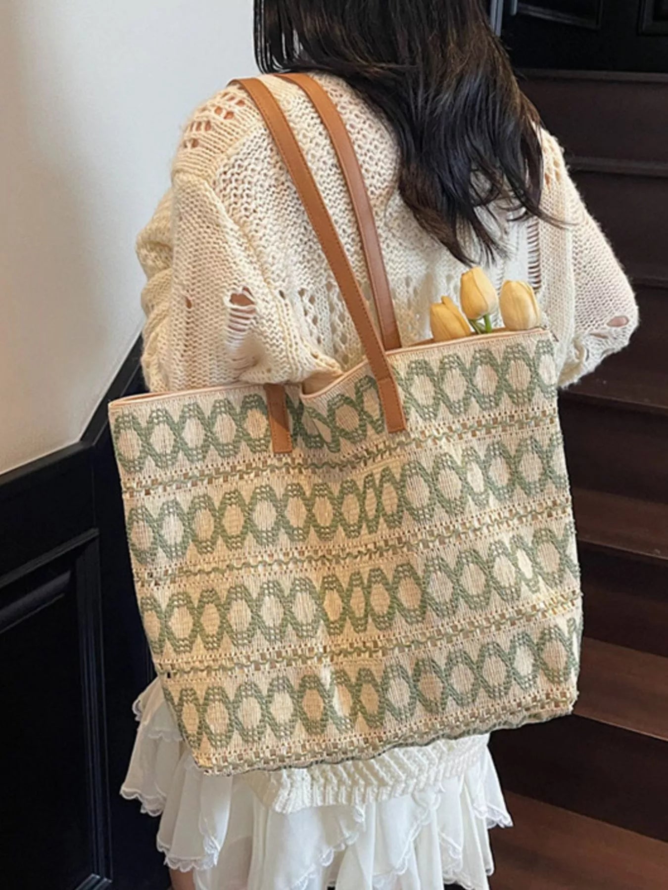 Woven Pattern Shoulder Bag