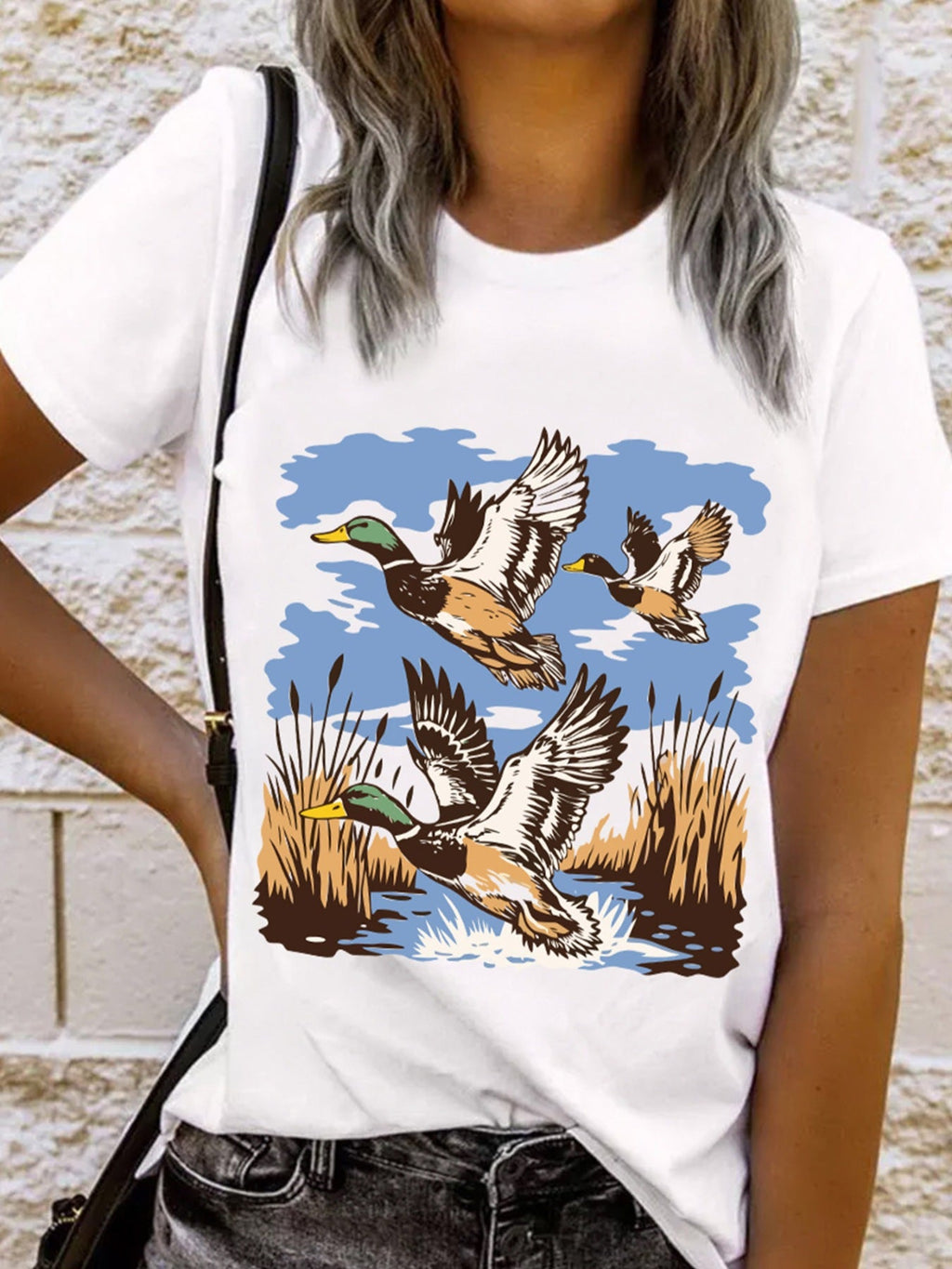 Wild Duck Graphic Round Neck Tee
