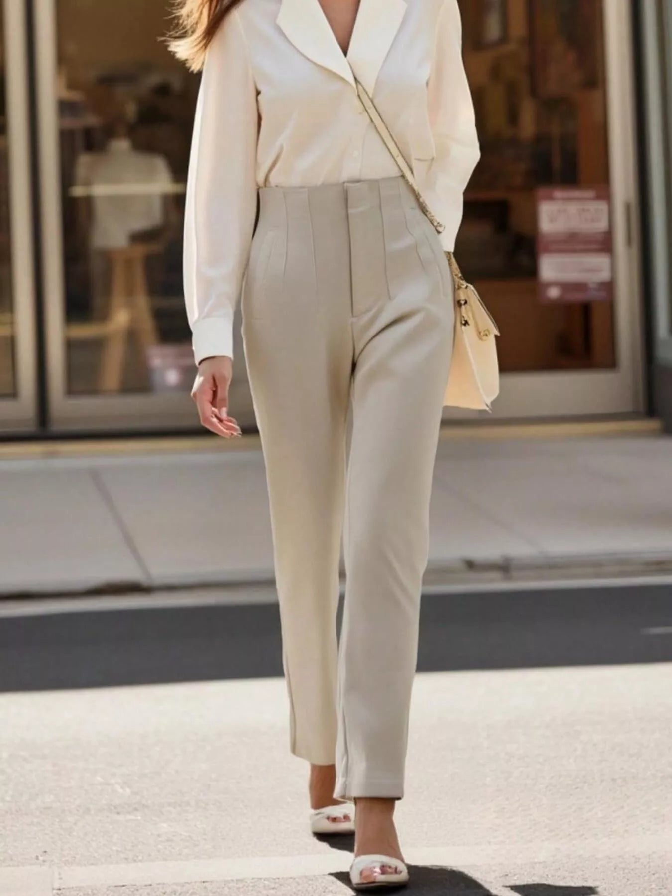 High-Waisted Straight-Leg Pants