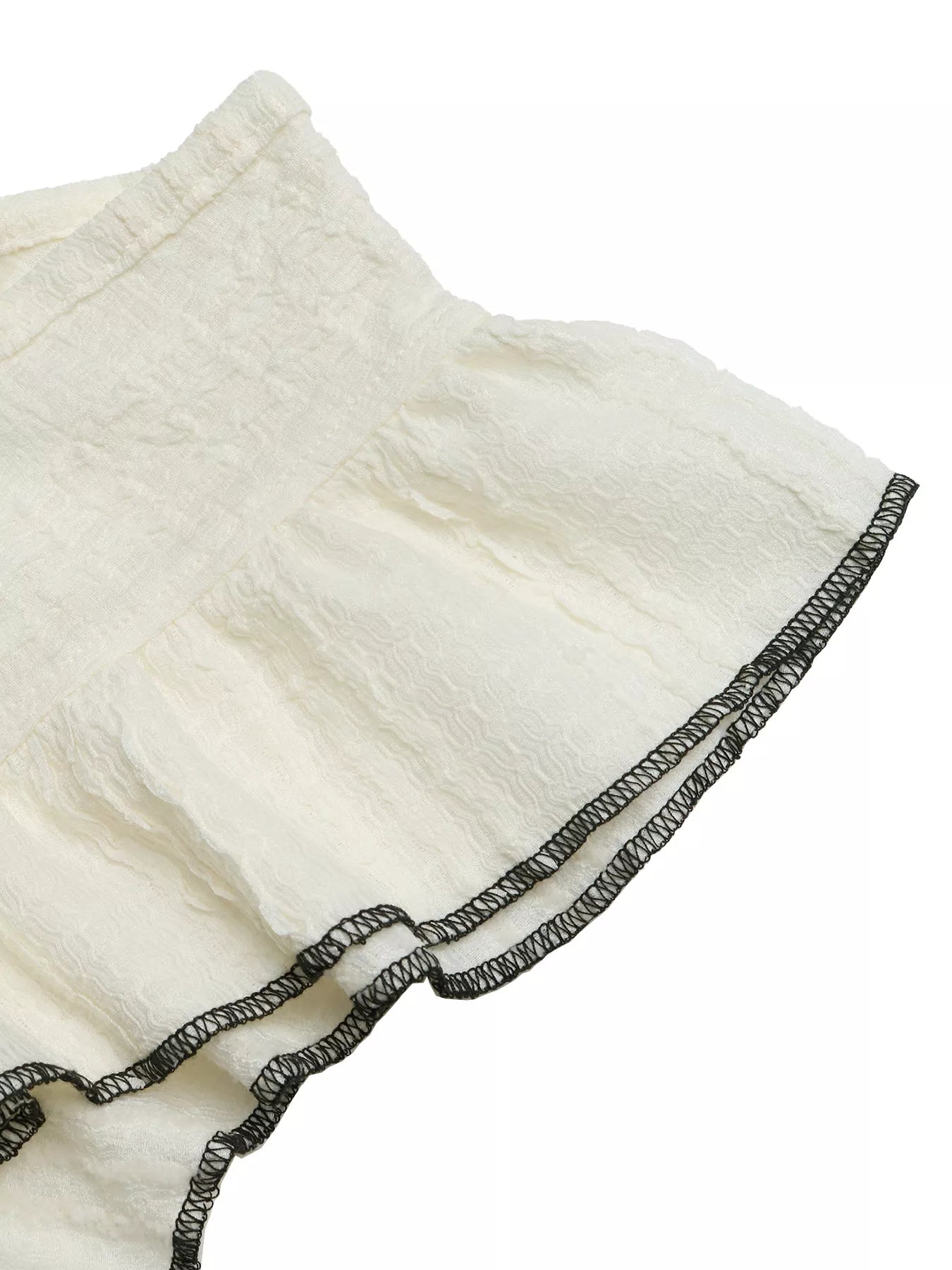 Textured Ruffle Sleeve Slim Fit Top