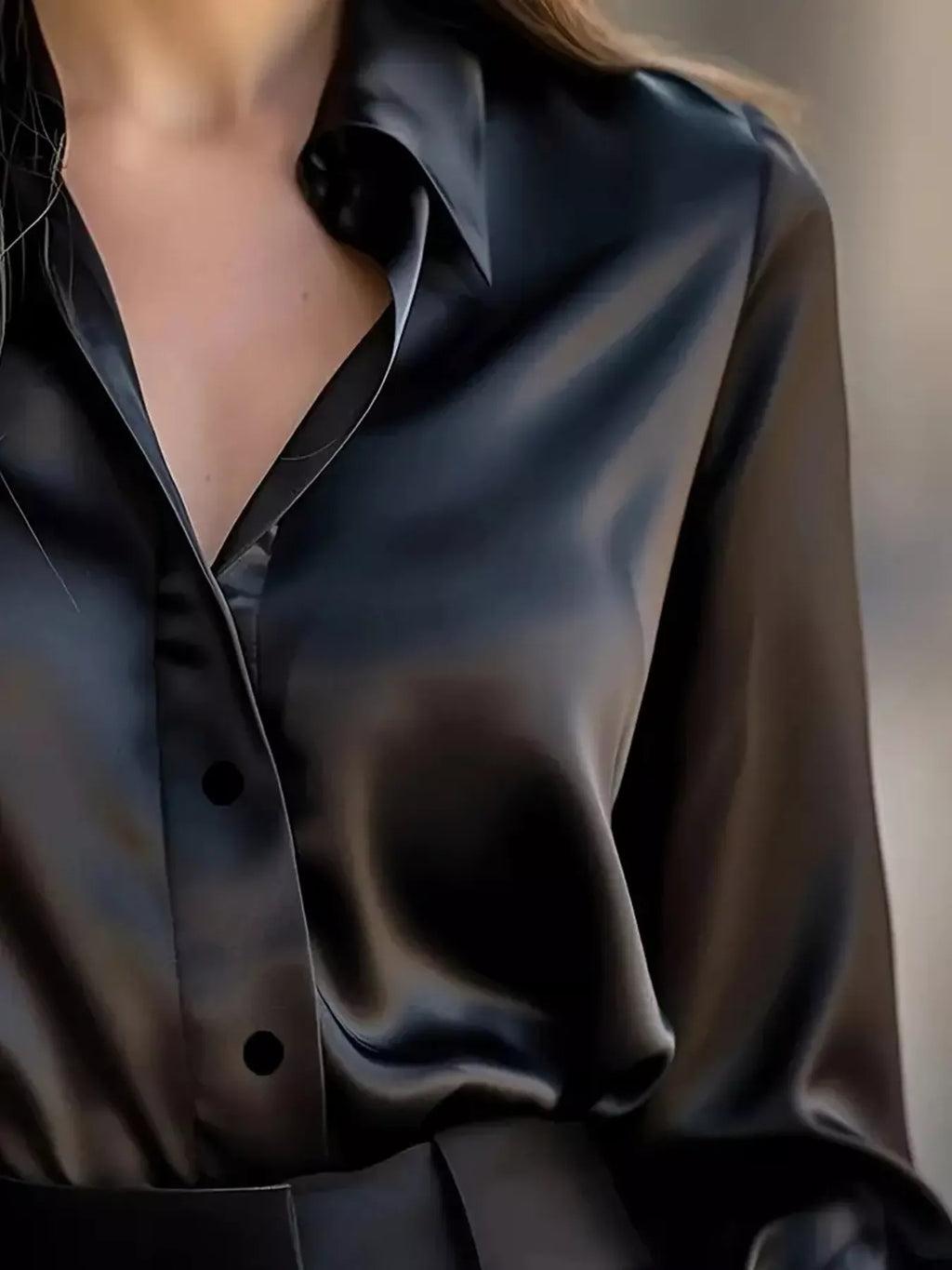 Button Down Collared Neck Long Sleeve Shirt