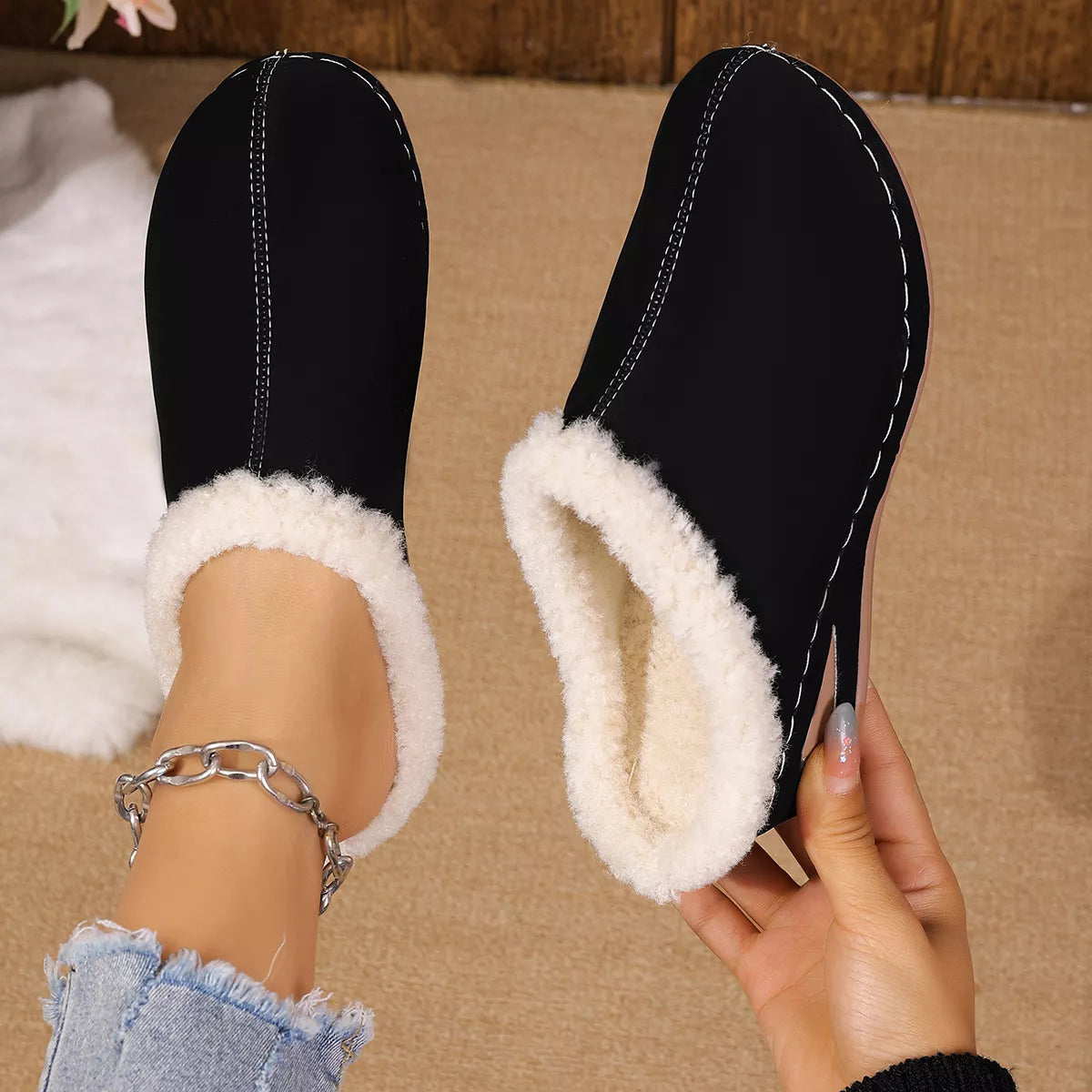 Cozy Plush Lined Wedge Slippers