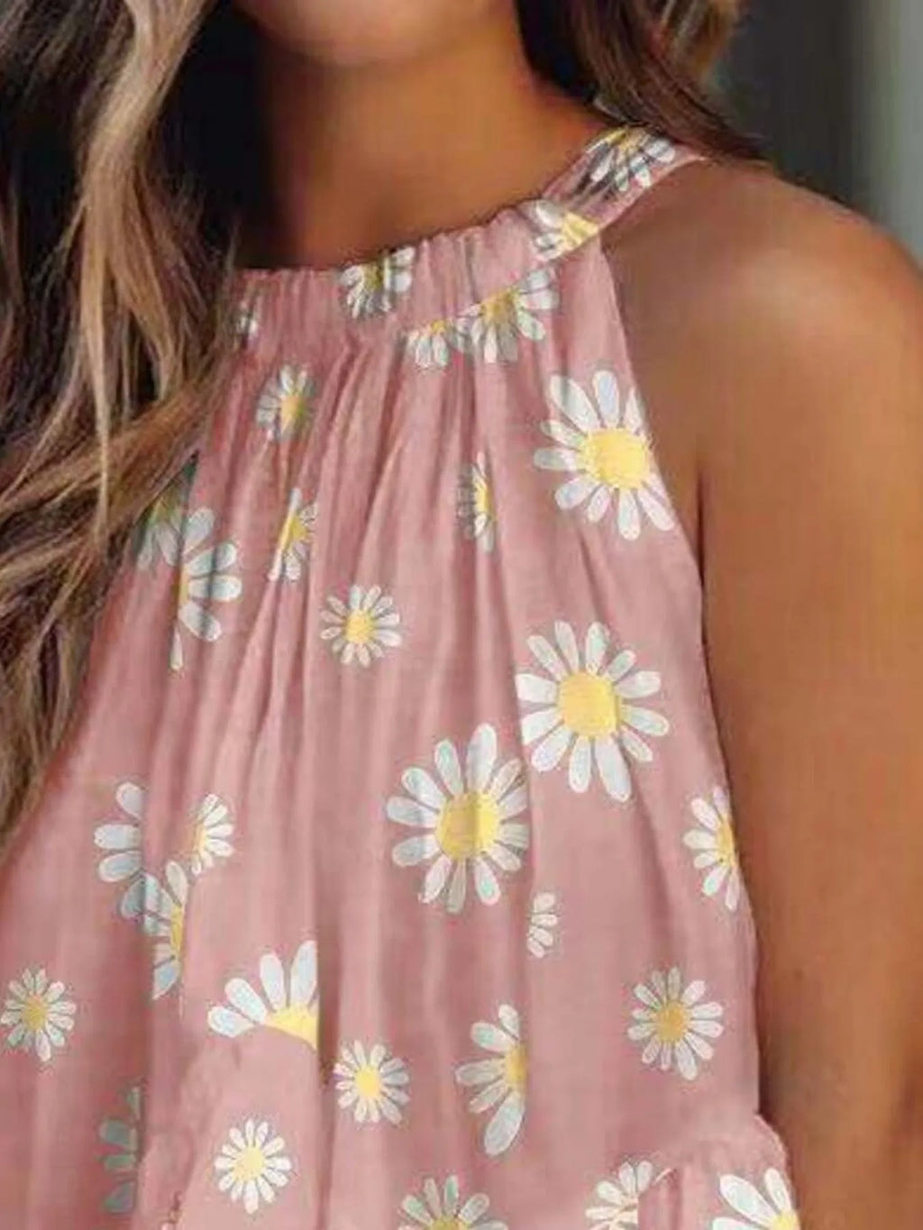Ruffled Printed Halter Neck Cami Top