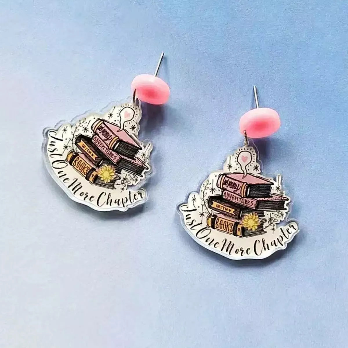 Book Stack Acrylic Drop Earrings