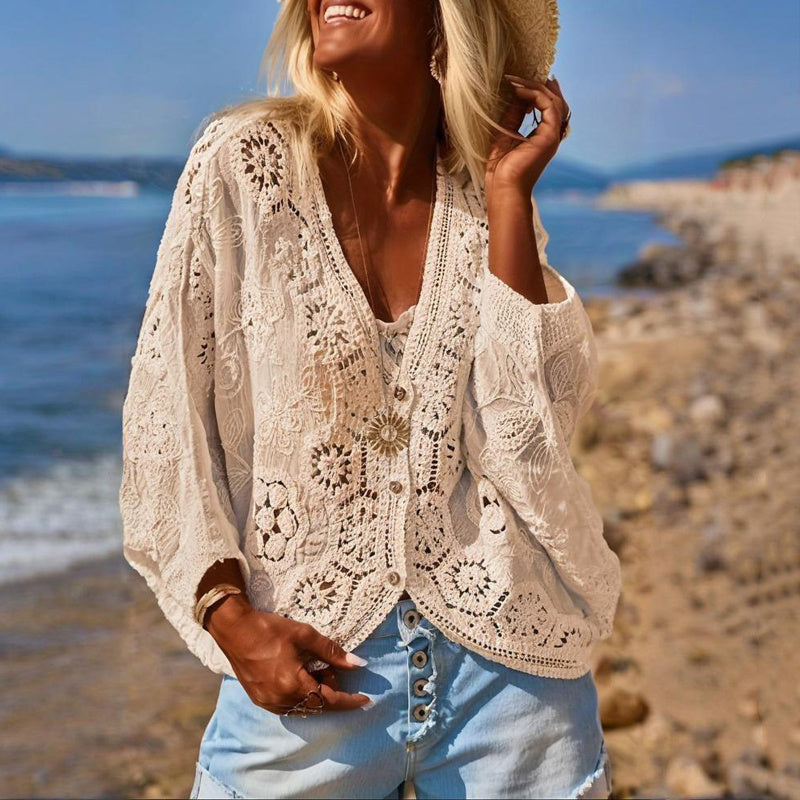 Boho Lace V-Neck Cardigan