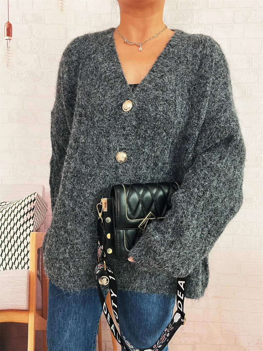 Cable Knit Button-Up Cardigan