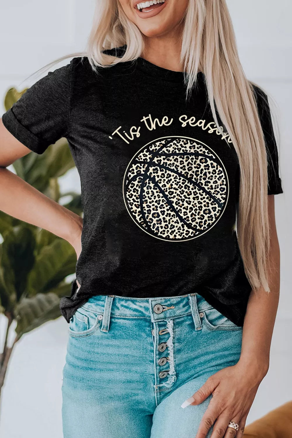Leopard Basketball Graphic Crew Neck Tee