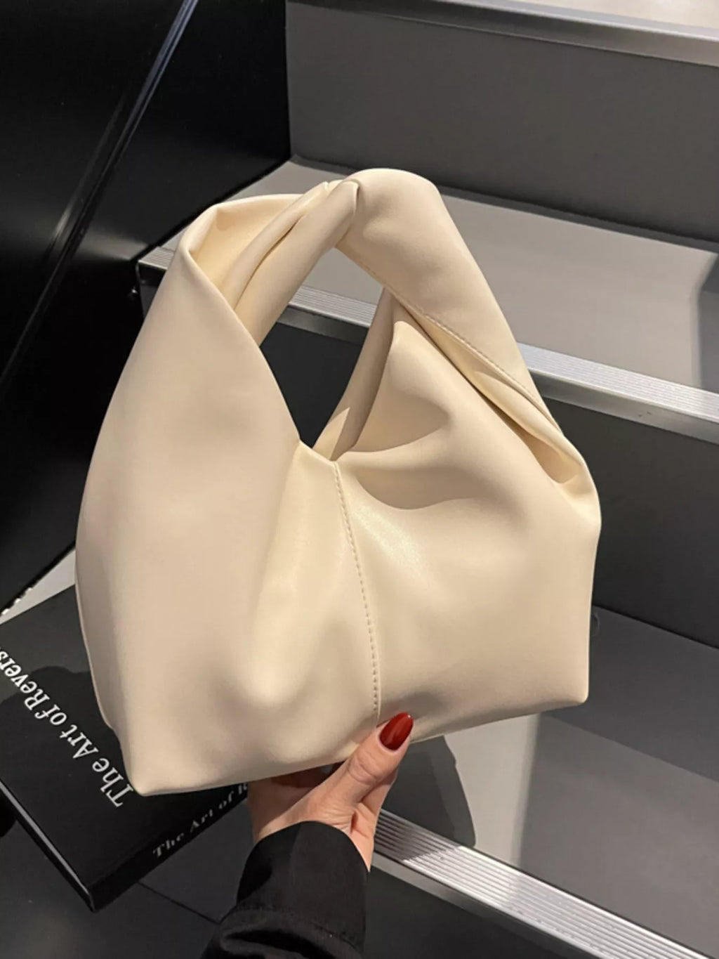Knot Handle Leather Handbag