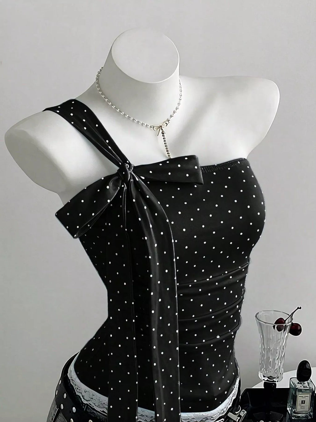 Polka Dot One-Shoulder Cami