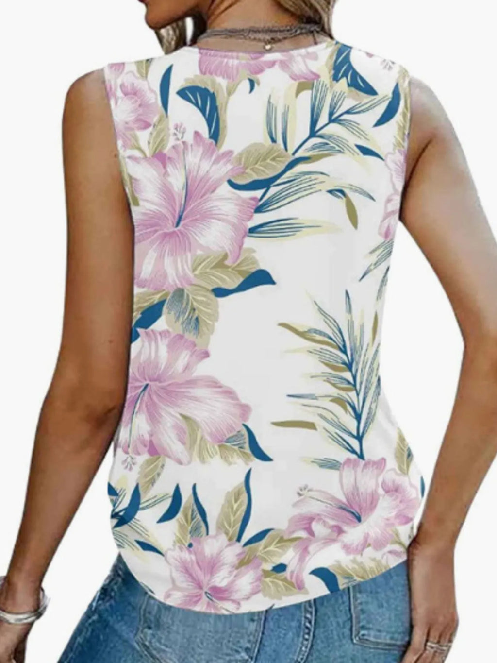 Printed V-Neck Tank
