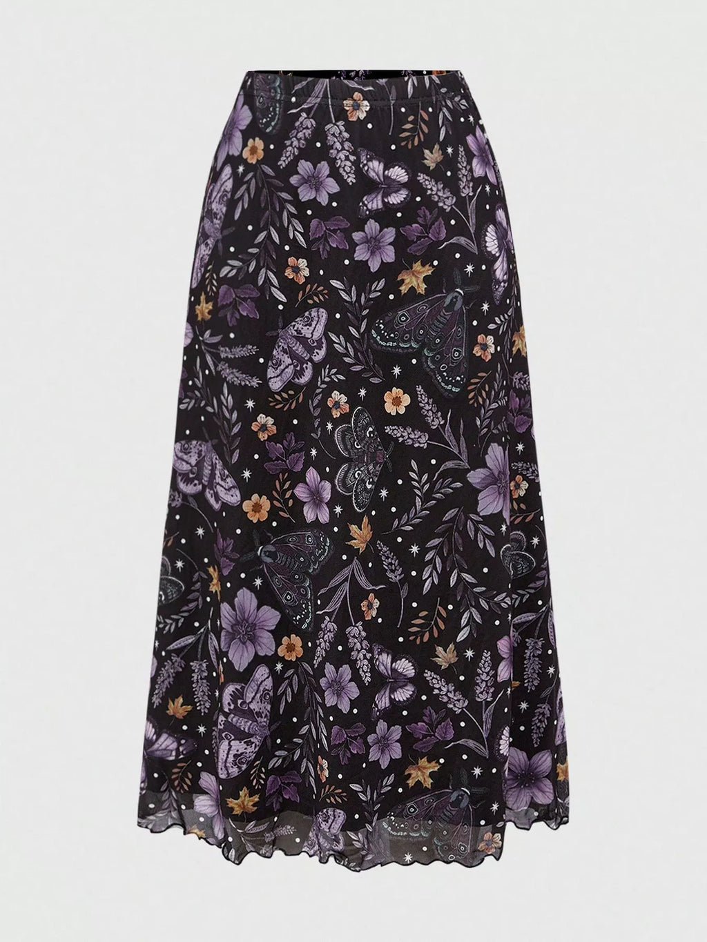 Floral Print Flowy Midi Skirt