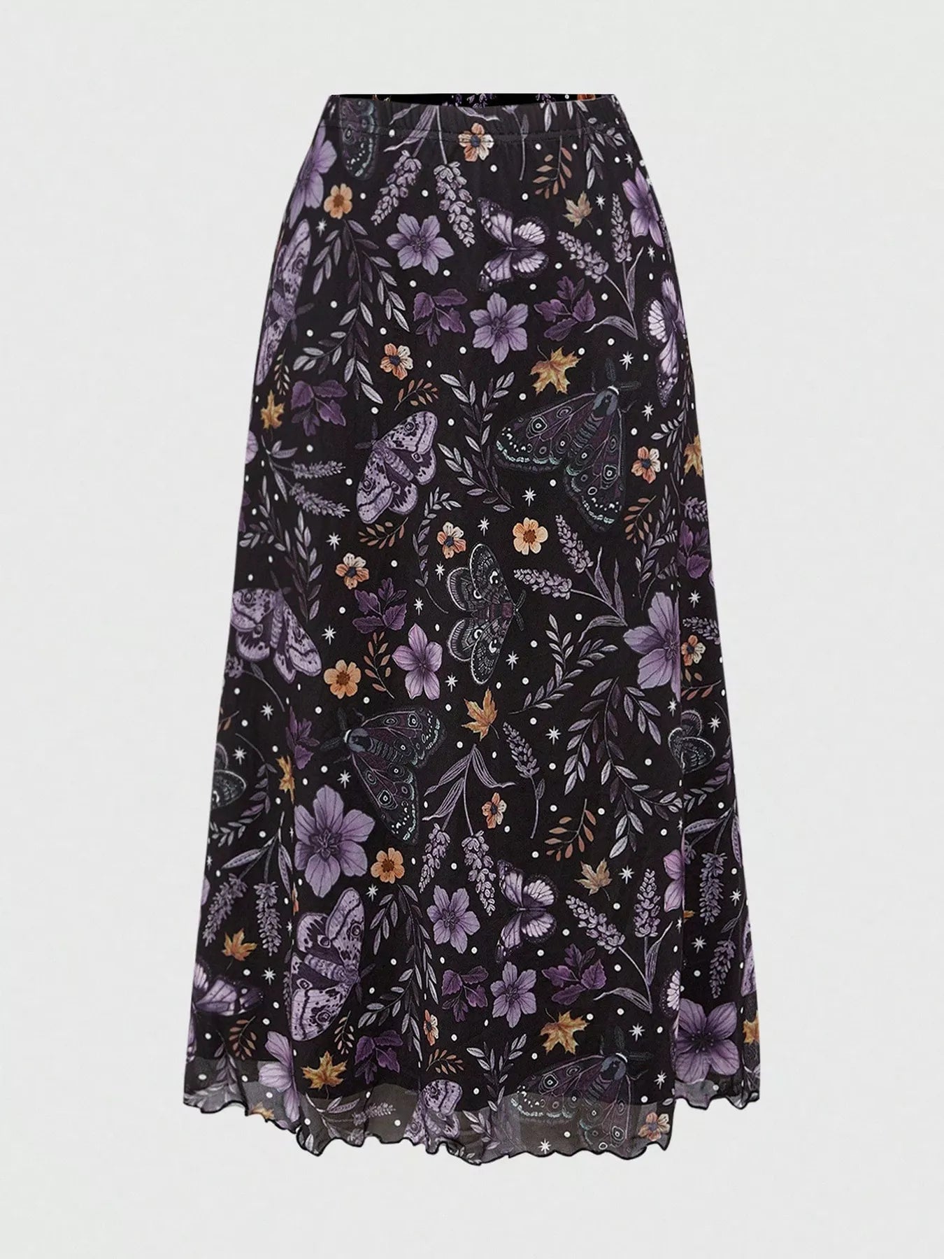 Floral Print Flowy Midi Skirt