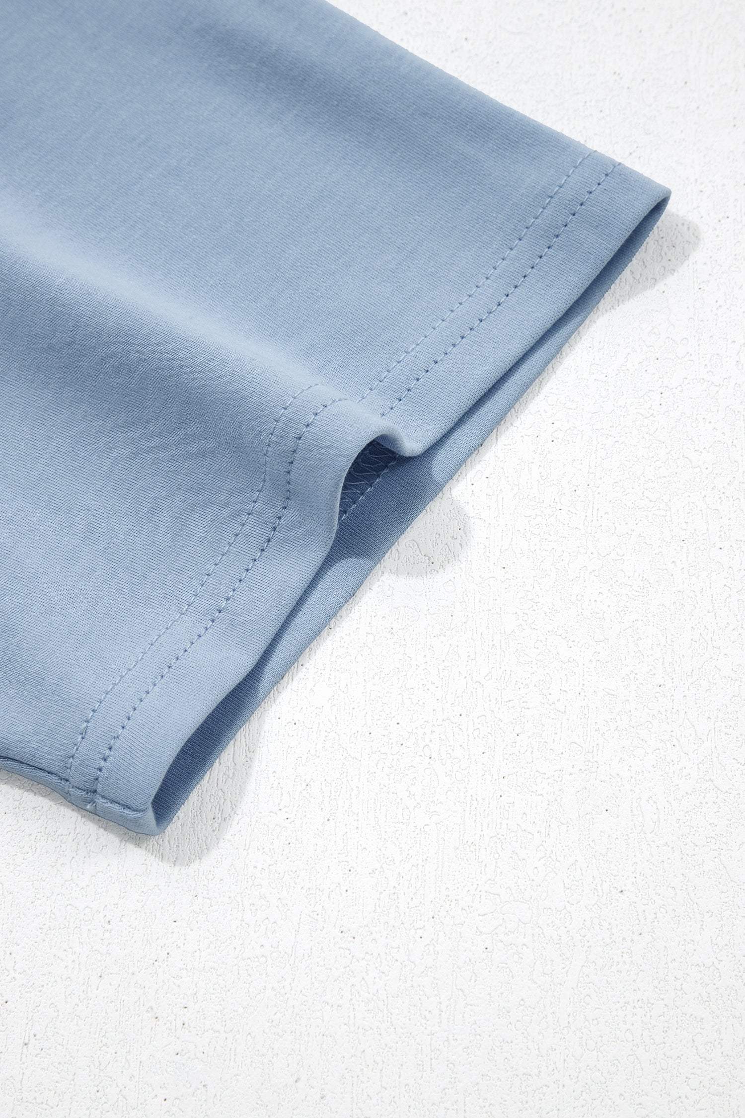 Dark Blue Solid Color High Neck Oversize Tee