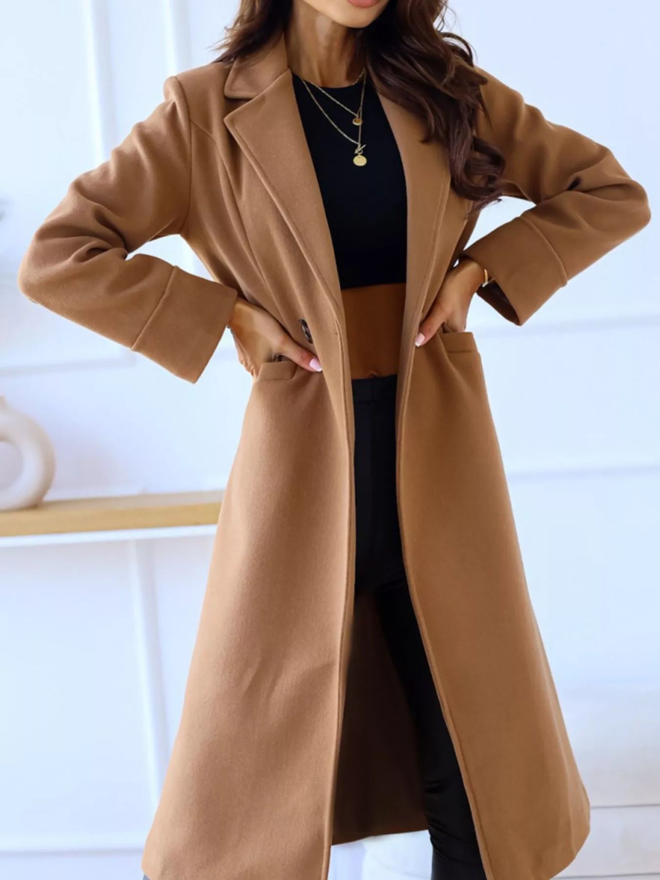 Lapel Collar Wool Blend Overcoat