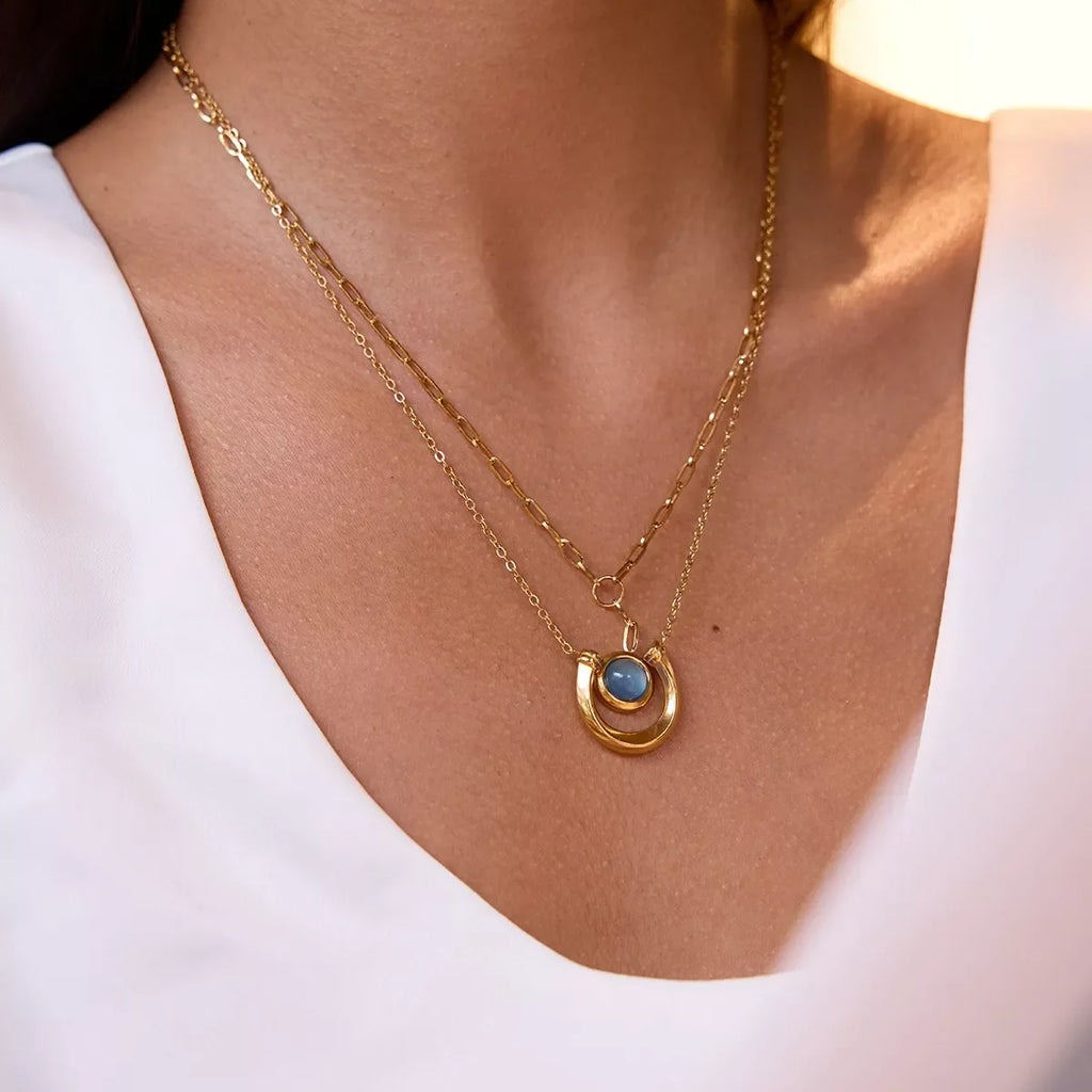 2 Piece 18K Gold-Plated Pendant Necklace