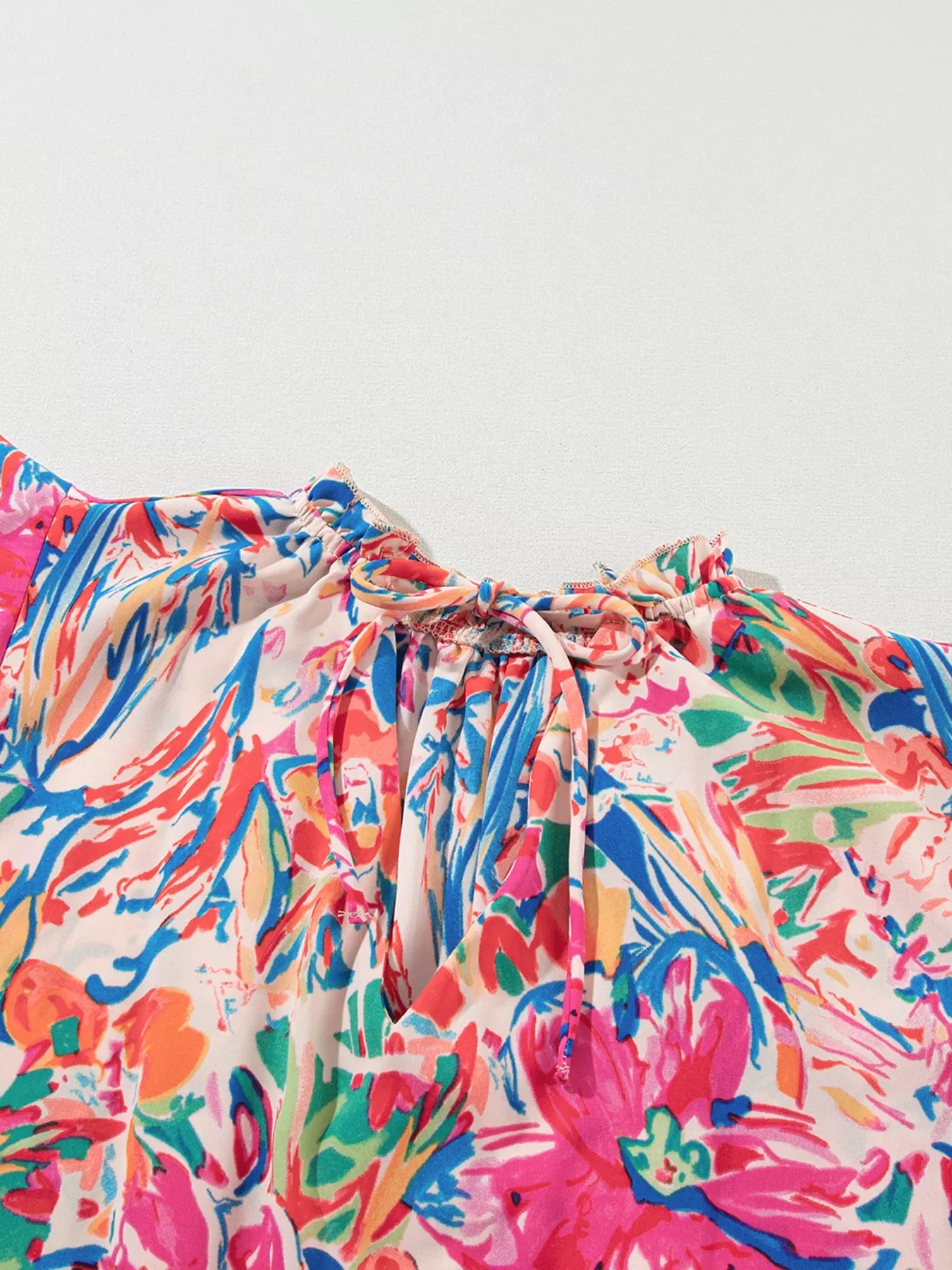 Multicolour Floral Ruffled Sleeve V Neck Summer Blouse