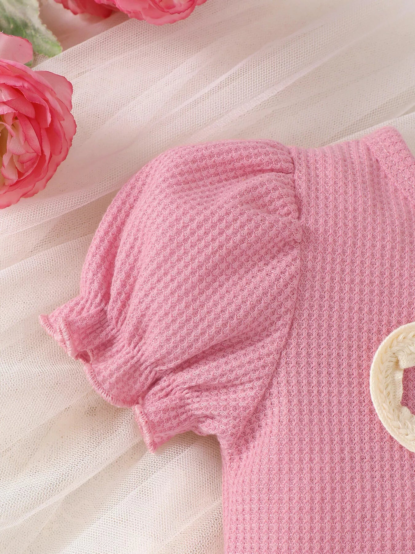 Children's Bowknot Ruffle Trim Top and Shorts Set