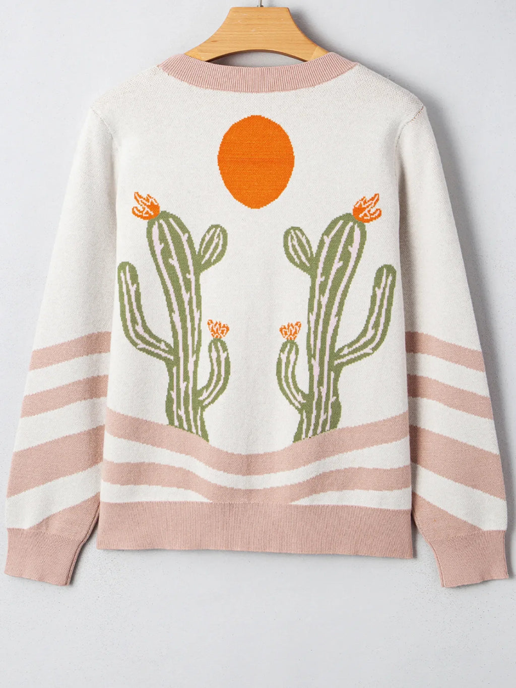 Desert Cactus Buttoned Front Sweater Cardigan