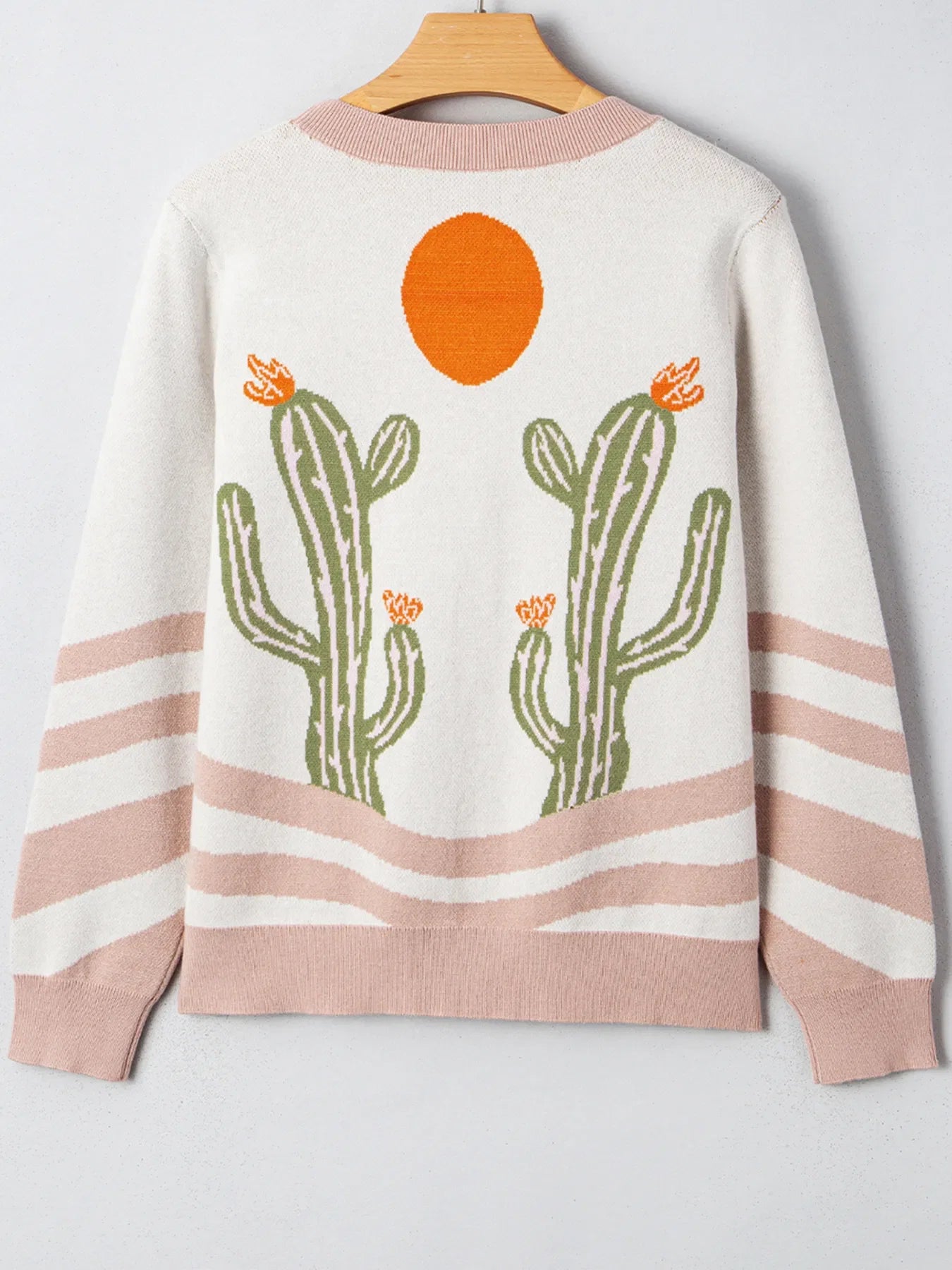 Desert Cactus Buttoned Front Sweater Cardigan