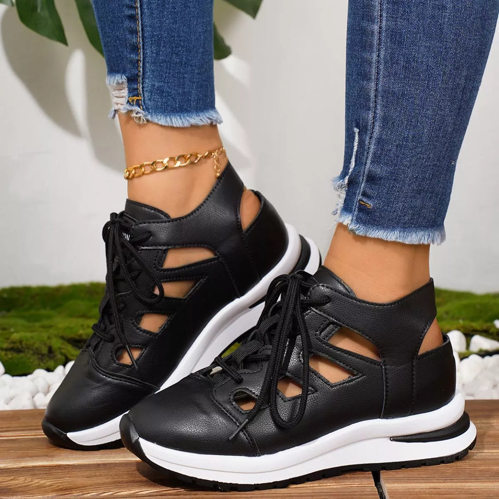 Round Toe Lace Up Sneakers