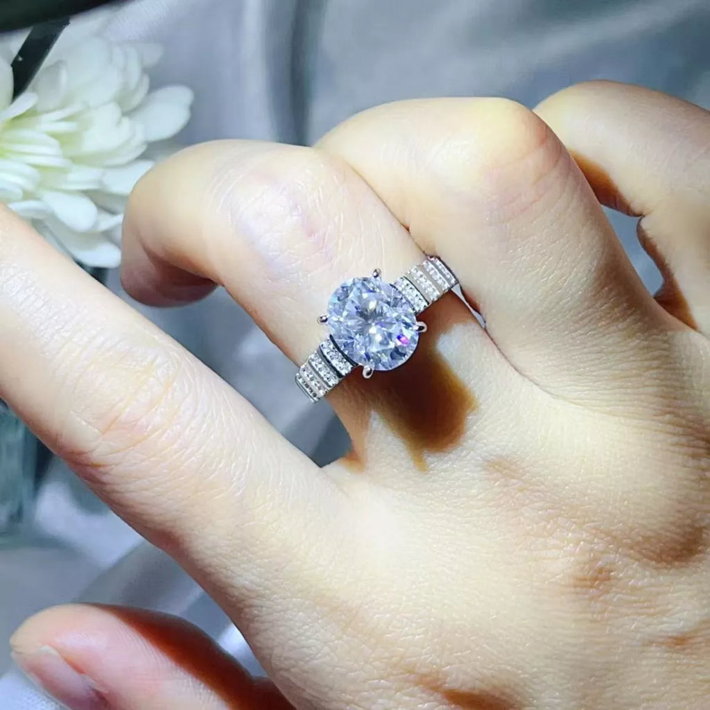 3 Carat Moissanite Oval 925 Sterling Silver Ring