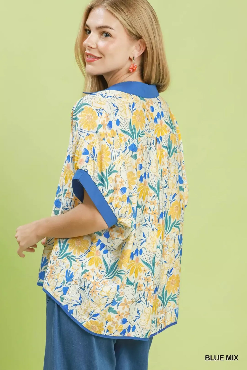 Umgee Floral Print Oversized Top