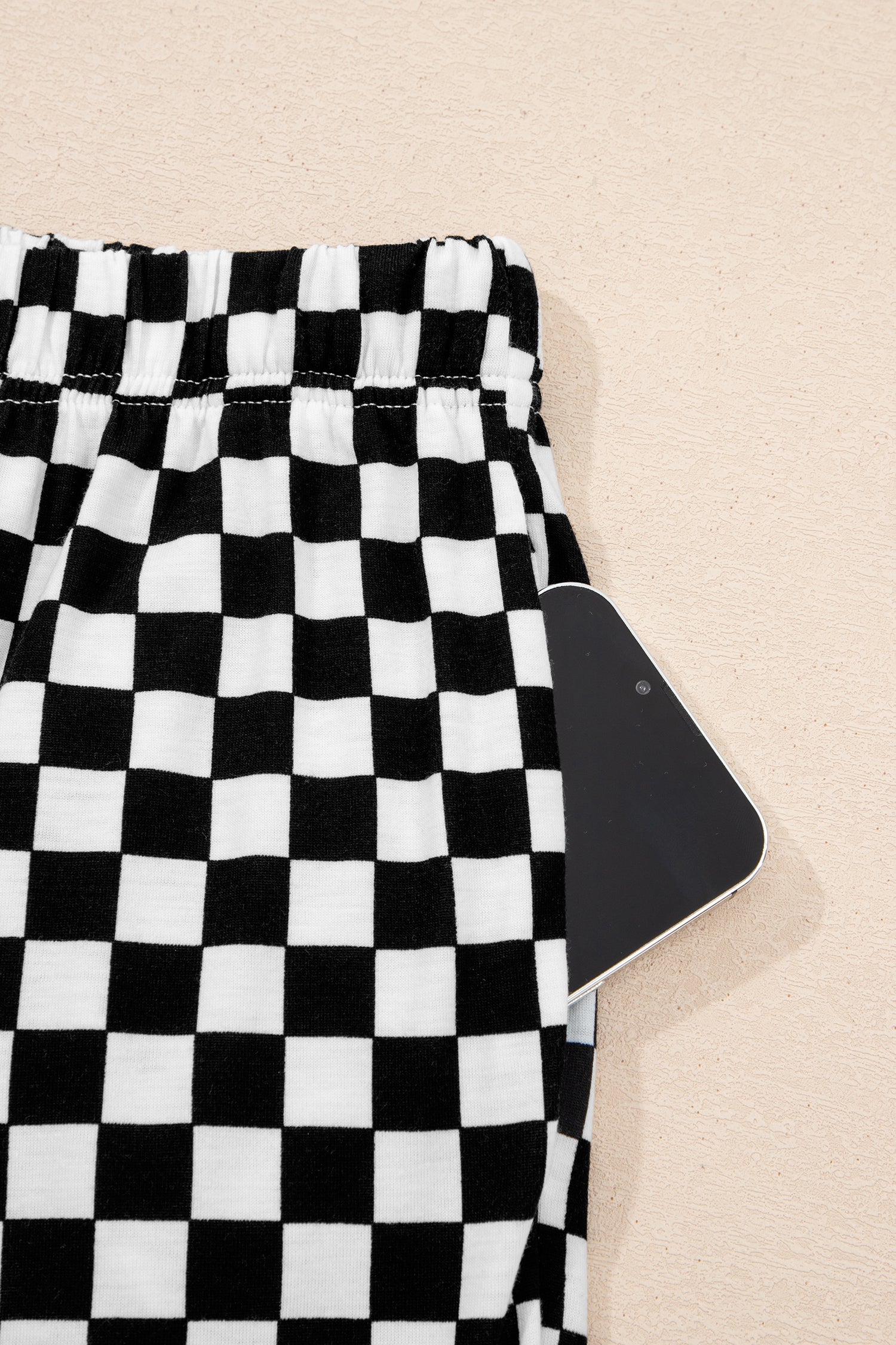 Khaki Checkered Print Half Sleeve Tee 2pcs Lounge Pant Set